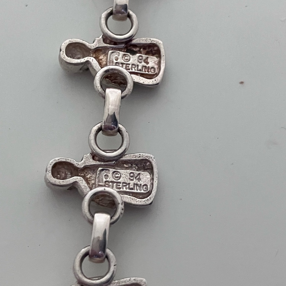 Carol Felley Storyteller Inlaid Spiny Oyster Sterling Silver Bracelet - Picture 4 of 7